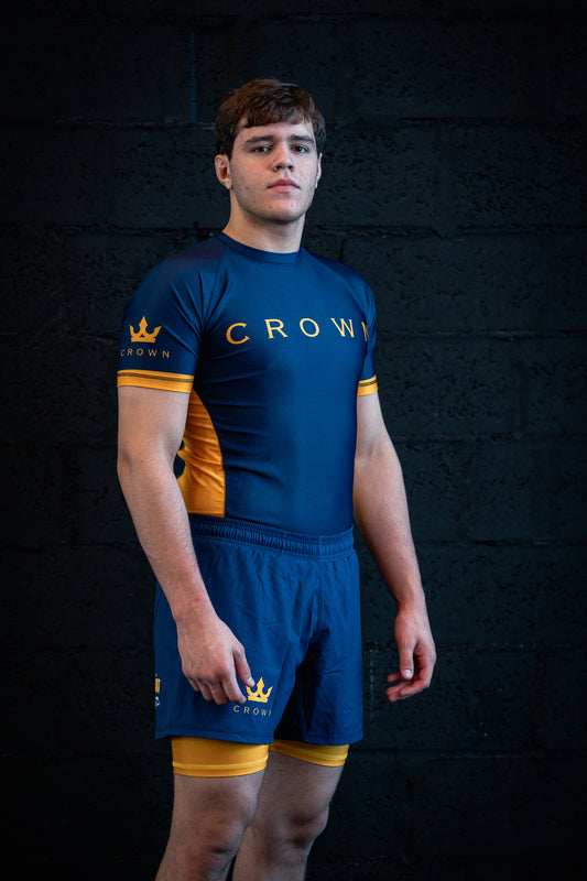 CHECKMAT Rashguard Navy/Yellow Rank – Made for Champions