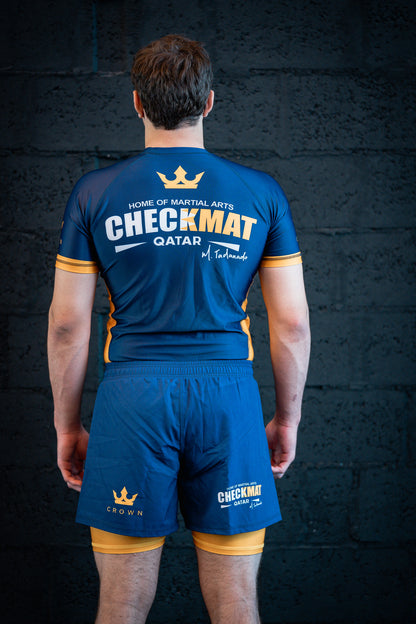 CHECKMAT Rashguard Navy/Yellow Rank – Made for Champions