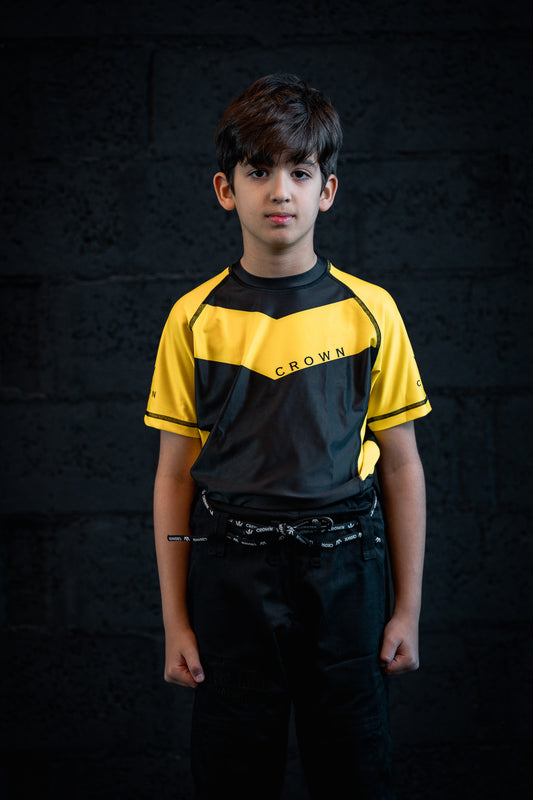 CHECKMAT KIDS -Rashguard yellow Rank – Made for Champions