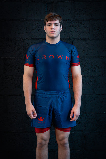 CHECKMAT Rashguard Navy/Red Rank – Made for Champions