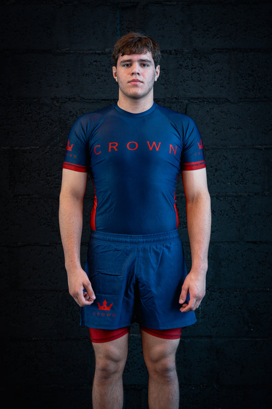 CHECKMAT Rashguard Navy/Red Rank – Made for Champions