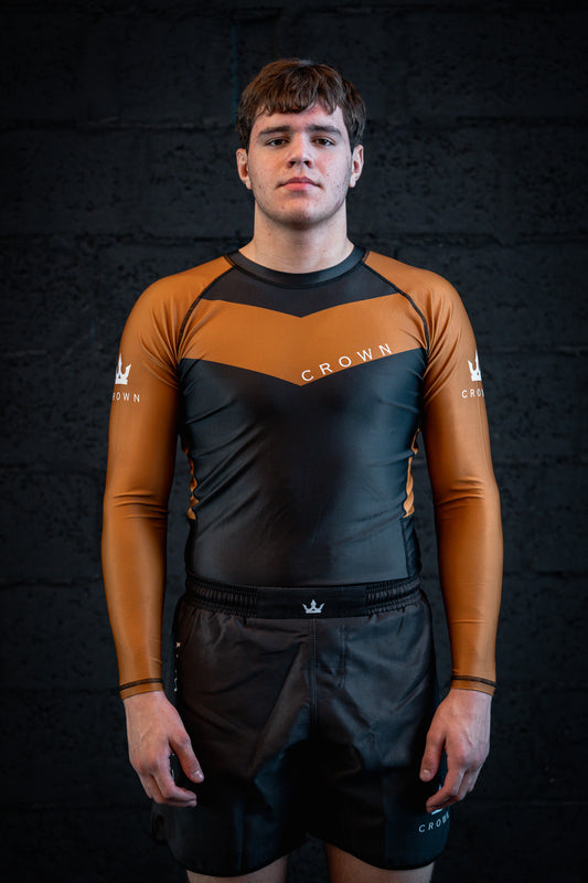 CROWN Rashguard Brown Rank long sleeve– Made for Champions