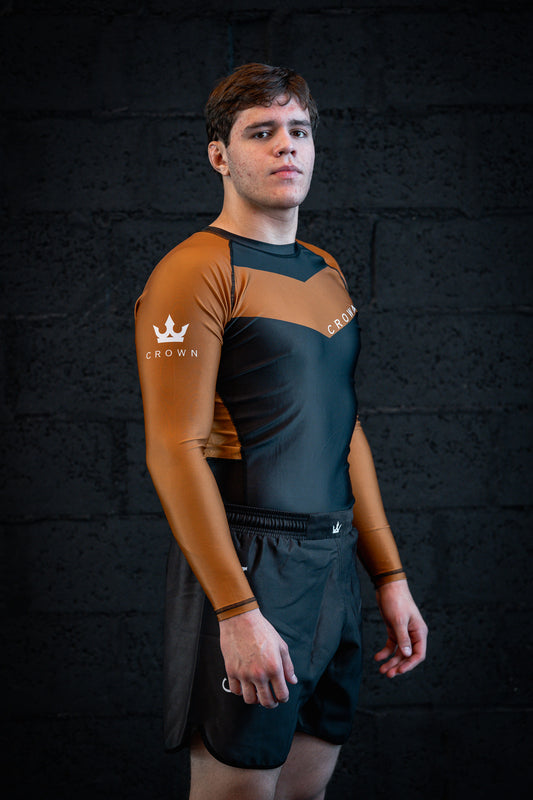 CROWN Rashguard Brown Rank long sleeve– Made for Champions