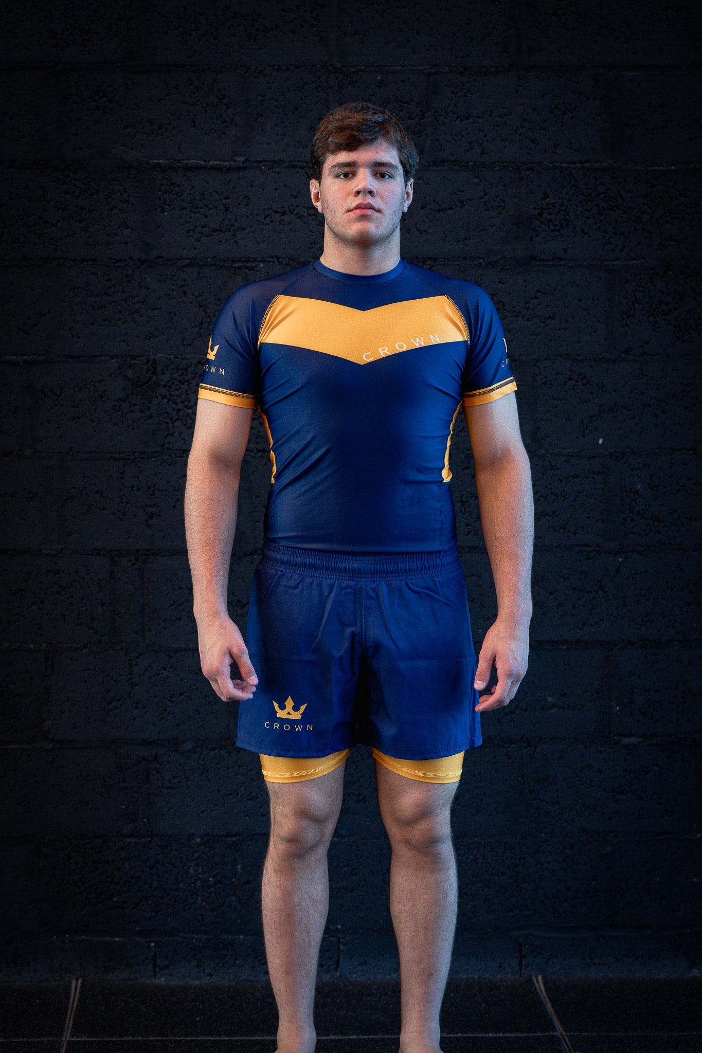 CROWN Rashguard Navy/Yellow Rank – Made for Champions